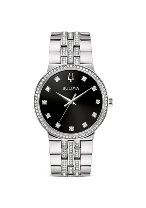 Bulova crystal-embellished 40mm watch - Black