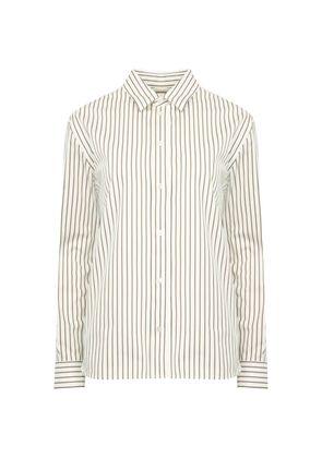 Saint Laurent striped long-sleeved shirt - White