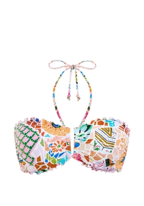Seafolly Boheme mosaic-print bikini top - White