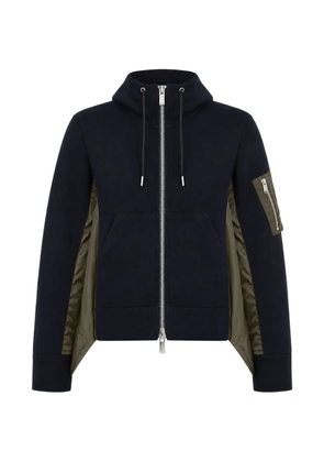 sacai panelled zip-up hoodie - Blue