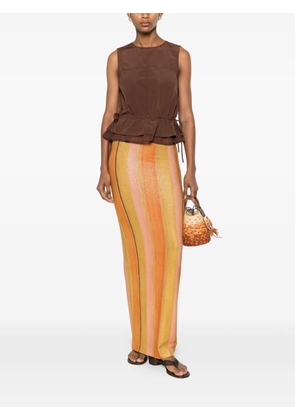 Água de Coco striped metallic-effect maxi skirt - Orange