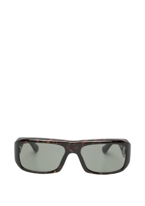 Saint Laurent Eyewear tortoiseshell-effect rectangle-frame sunglasses - Brown
