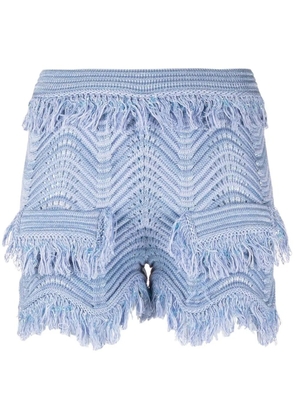 Genny knitted frayed shorts - Purple