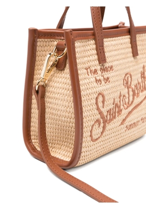 MC2 Saint Barth mini Vivian logo-embroidered straw tote bag - Brown