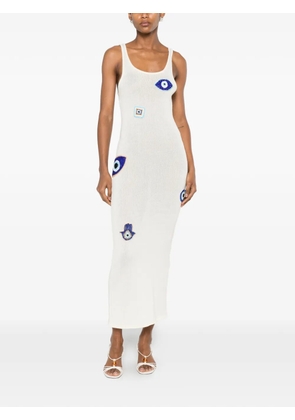 Leslie Amon bead-embellished knit midi dress - Neutrals