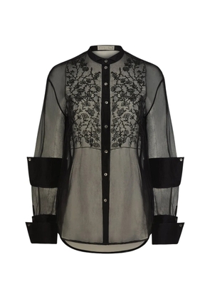 Contessa Mills Winifred bead-embroidered silk-organza shirt - Black