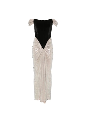 MIRON velvet-corset crystal-embellished gown - Black