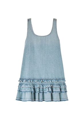GANNI ruffled-hem denim dress - Blue