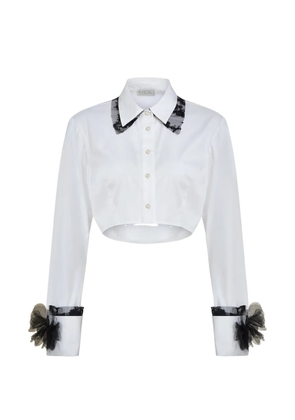 Contessa Mills Raven lace-trimmed cropped shirt - White