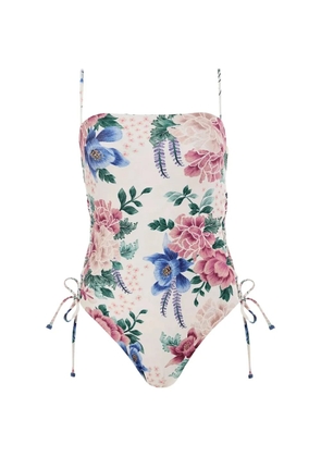 Agua Bendita Nader floral-print lace-up swimsuit - White