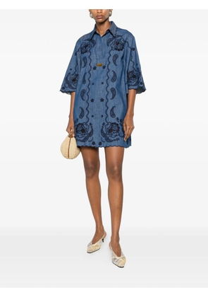 ZIMMERMANN mini Aster paisley-embroidered scalloped dress - Blue