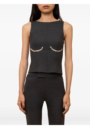 Contessa Mills Cora button-embellished top - Grey