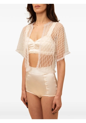 Contessa Mills Wraith beaded tulle top - White