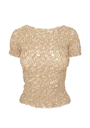 Contessa Mills Blair smocked short-sleeve T-shirt - Neutrals