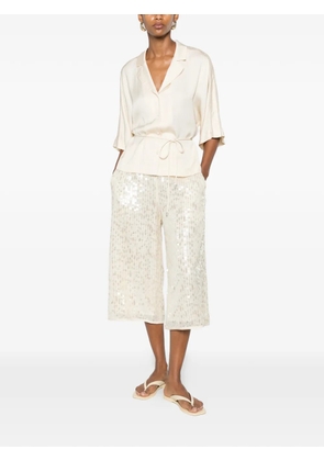 Peserico belted side-stripe shirt - Neutrals