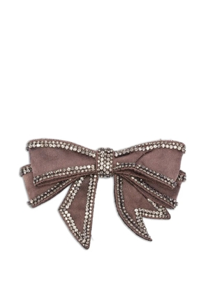 Vanisè rhinestone-embellished bow brooch - Brown