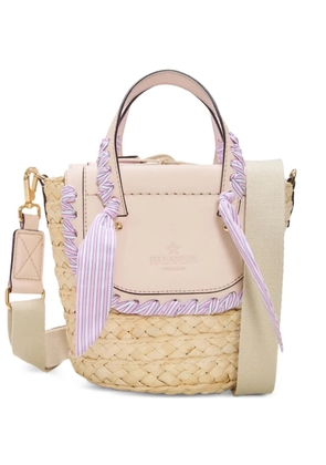 CUBA LAB Habanera striped-trim raffia-texture tote bag - Neutrals