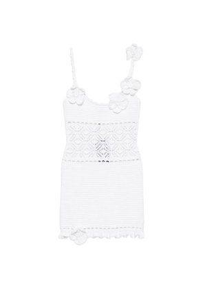 Retrofete Orleane floral-appliqué crochet dress - White