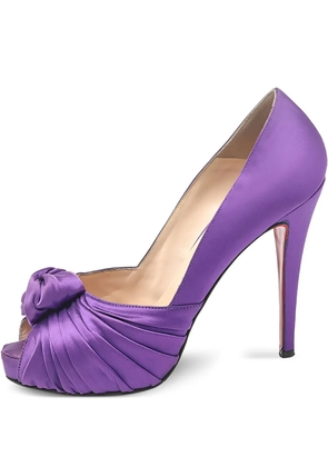 Christian Louboutin Pre-Owned 115mm pleated satin peep-toe heels - Purple