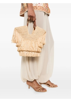 ZIMMERMANN small Goldentime fringe tote bag - Neutrals