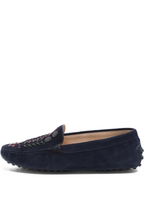 Tod's Vintage embellished suede loafers - Blue