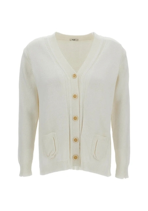 M.S.M. ribbed-trim patch-pocket cardigan - White