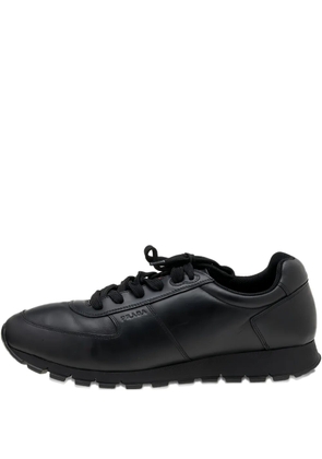 Prada Pre-Owned leather logo sneakers - Black
