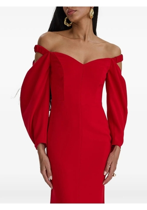 MOOS STUDIO Tulip off-shoulder puff-sleeve gown - Red