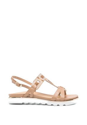 KEYS crystal-embellished leather sandals - Brown
