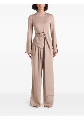 Manière De Voir Aurore belted pleated-leg jumpsuit - Neutrals