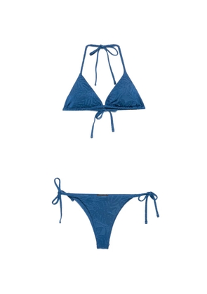 Emporio Armani floral-jacquard triangle bikini - Blue