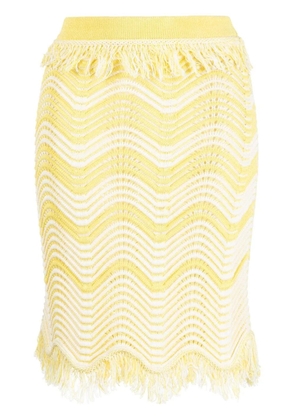 Genny fringe-detail knitted skirt - Yellow