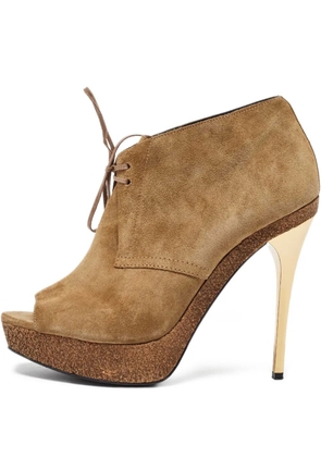 Burberry Pre-Owned 130mm suede platform ankle boots - Brown