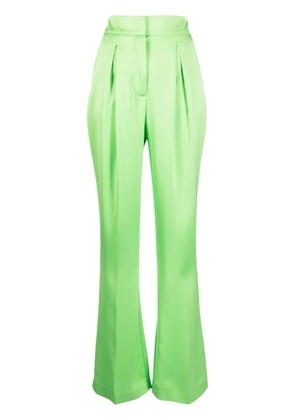Genny pleat-detail flared trousers - Green