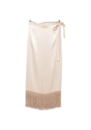 THE NINA STUDIO fringe-trim wrap skirt - Neutrals