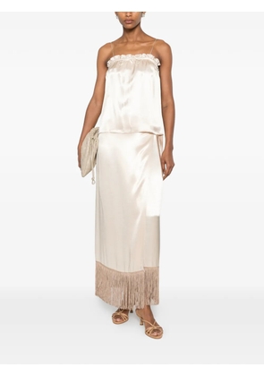 THE NINA STUDIO fringe-trim wrap skirt - Neutrals