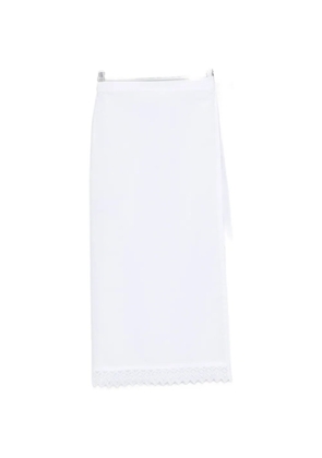 THE NINA STUDIO lace-detail midi skirt - White