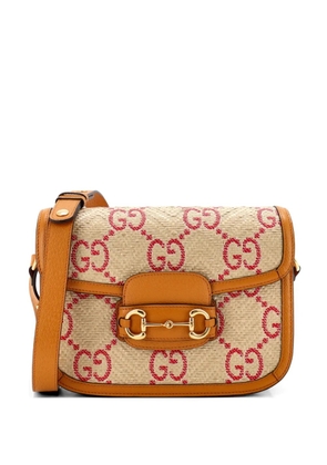 Gucci Pre-Owned Horsebit 1955 Jumbo GG Raffia Small shoulder bag - Neutrals