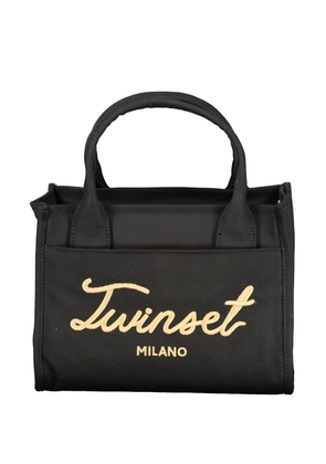 TWINSET logo-embroidered canvas tote bag - Black