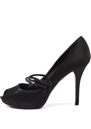Louis Vuitton Pre-Owned crystal peep-toe pumps - Black