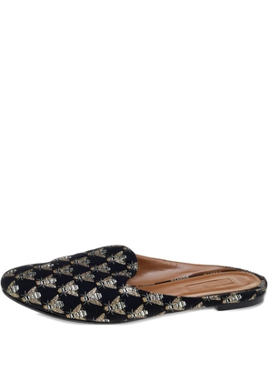 Aquazzura pre-owned bee-embroidered mules - Black