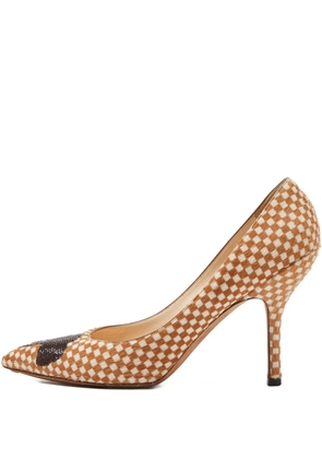 Louis Vuitton Pre-Owned 100mm check-pattern pumps - Brown