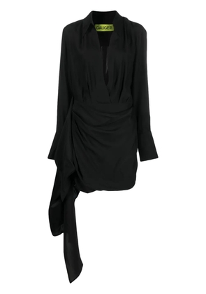 GAUGE81 Gravia draped silk minidress - Black