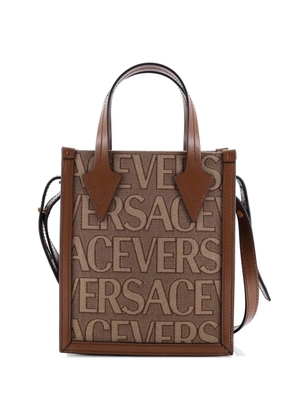 Versace Pre-Owned Allover Logo Convertible Tote Printed Canvas Mini crossbody bag - Brown