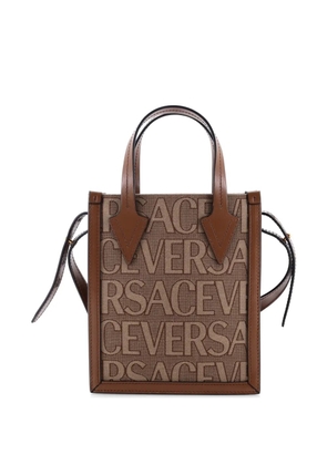 Versace Pre-Owned Allover Logo Convertible Tote Printed Canvas Mini crossbody bag - Brown