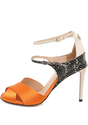 Fendi Pre-Owned Python-embossed leather sandals - Orange