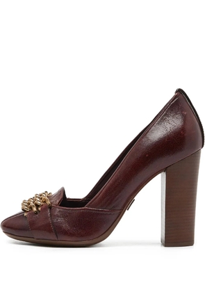 Tory Burch pre-owned 110mm chain-embellished block-heel pumps - Red