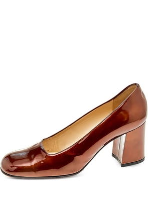 Gucci Pre-Owned 75mm glossy block-heel pumps - Brown