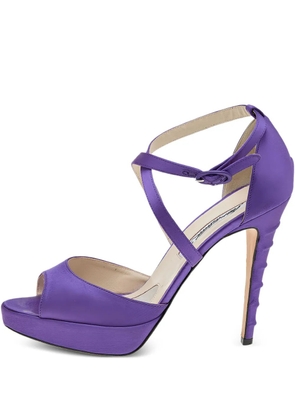 Brian Atwood 125mm open-toe satin platform sandals - Purple