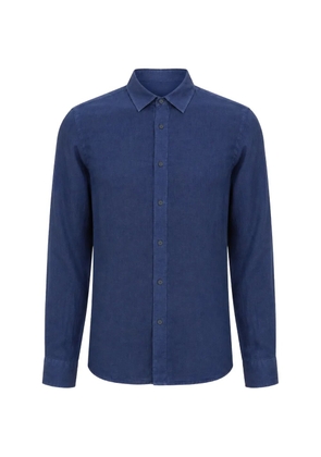 120% Lino long-sleeved linen shirt - Blue